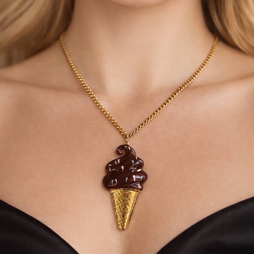 Chocolate Ice Cream Pendant Necklace